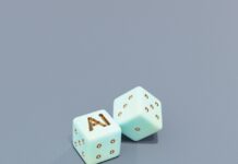 AI 건강 관리, 똑똑하게 나를 지키는 새로운 일상 Two dice with ai letters and dots